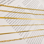 Dainty 18K Gold Plated Bracelet Chains: Figaro, Box, Herringbone, Rope - Set of 6