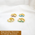 Opal Huggie Hoop Earrings: 18K Gold Sterling Silver Inlay