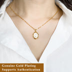 Dainty Initial Signet Pendant Necklace , 18K Gold Plated onalized Monogram Name Tiny Oval Letter Necklace White Enamel & Gold Charm Necklace