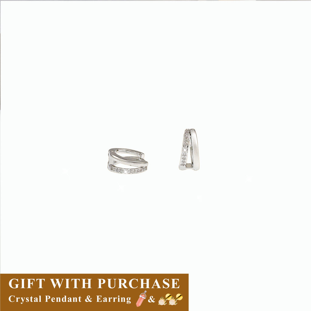 Double Hoop Huggie Earrings • Duo Pave Hoopsiamond Earrings • Wedding Earrings • Bridesmaid Jewelry • Zircon Hoop Earrings • Gift For Her