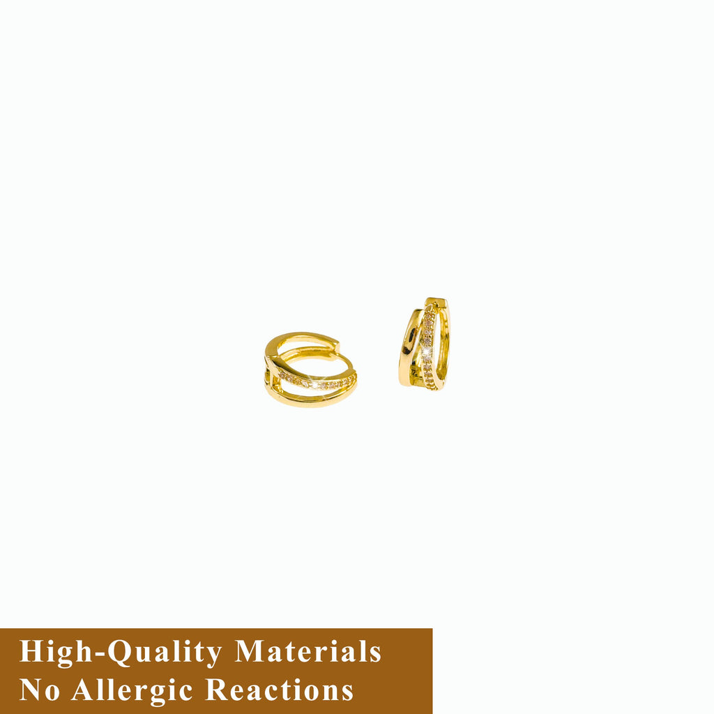 Double Hoop Huggie Earrings • Duo Pave Hoopsiamond Earrings • Wedding Earrings • Bridesmaid Jewelry • Zircon Hoop Earrings • Gift For Her