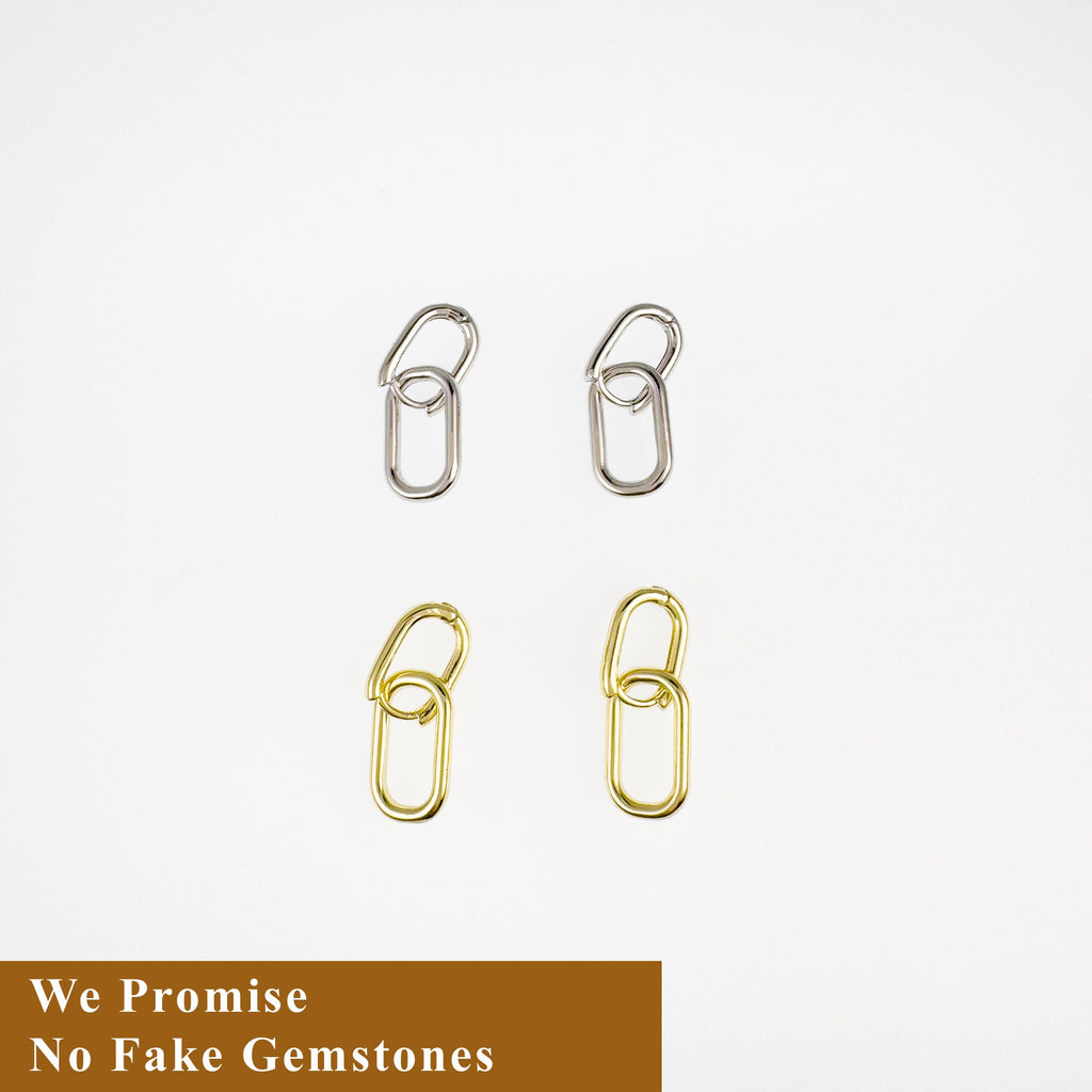 Sterling Silver Link Hoop Earrings: Minimalist Gold Dangle