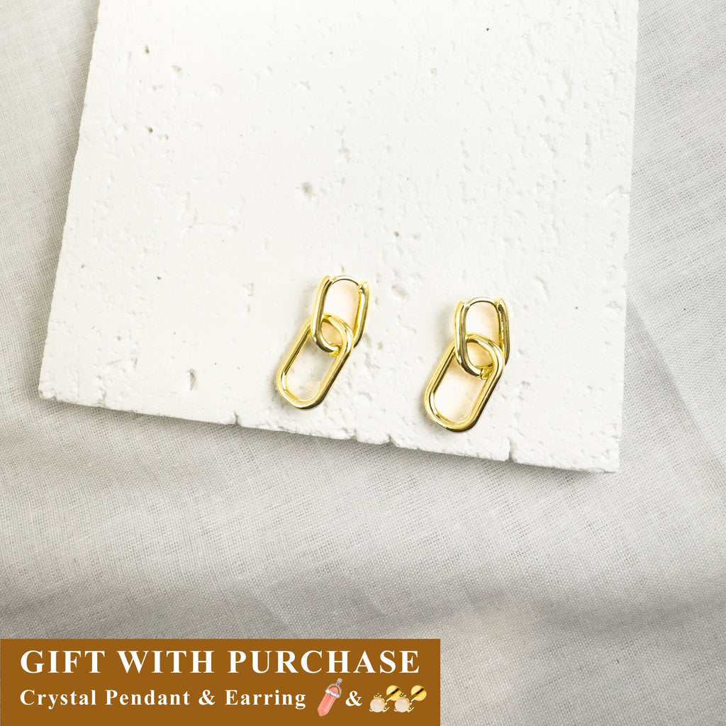 Sterling Silver Link Hoop Earrings: Minimalist Gold Dangle