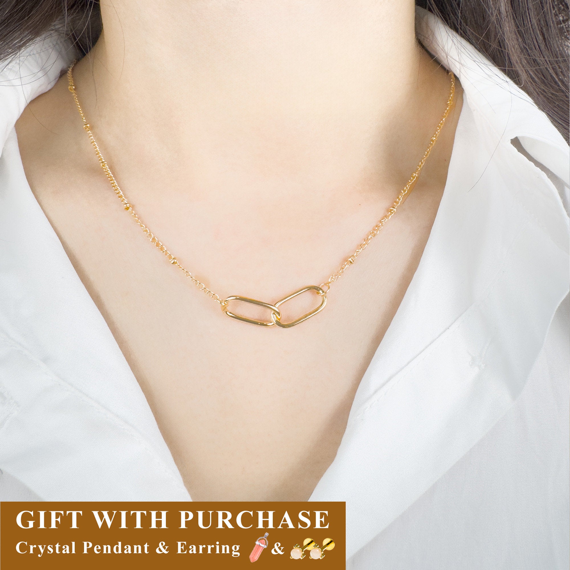 Linked Sterling Silver Pendant Necklace: Interlocking Circle Necklace
