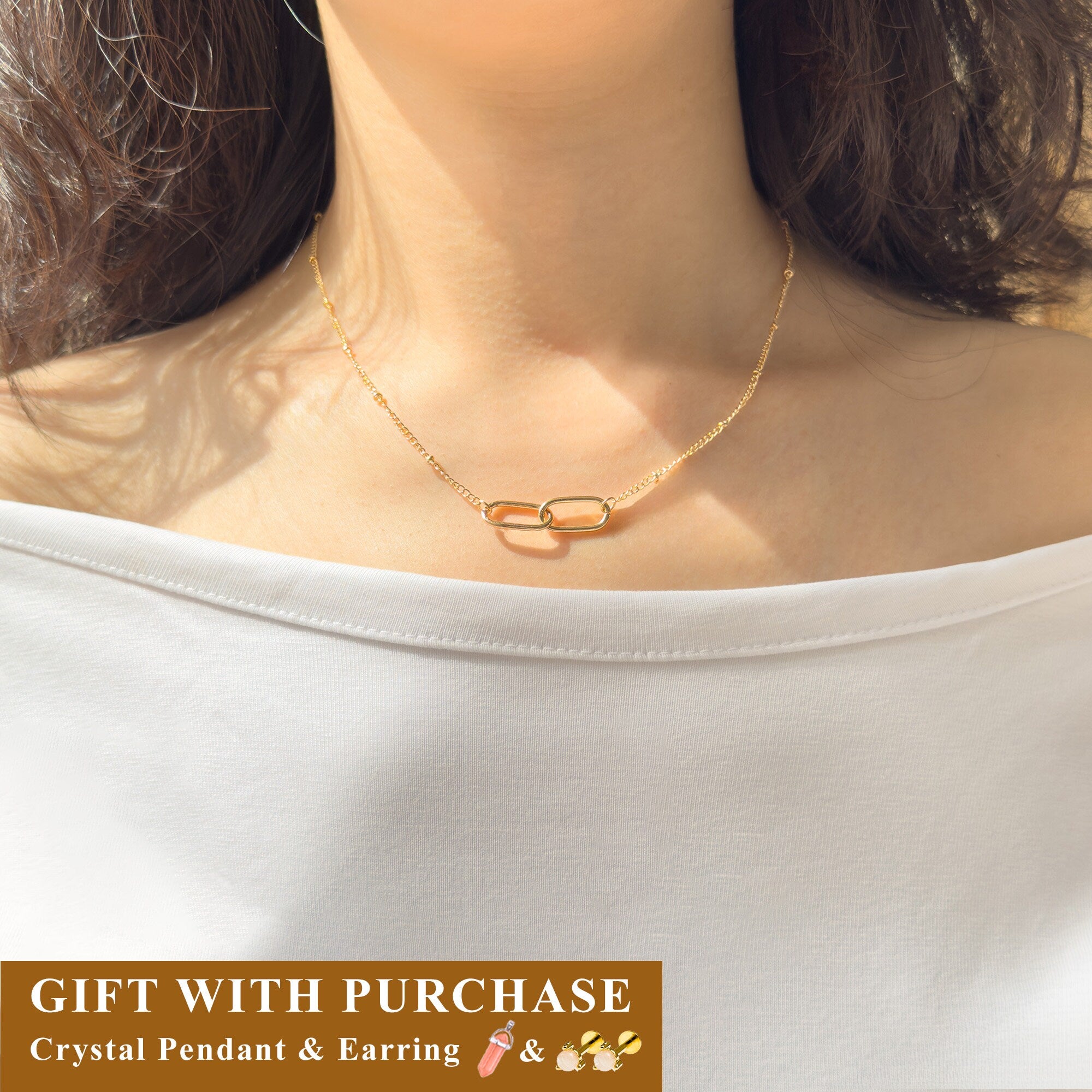 Linked Sterling Silver Pendant Necklace: Interlocking Circle Necklace