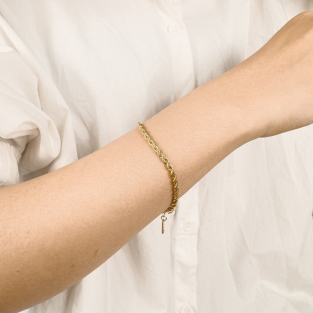 Dainty 18K Gold Plated Bracelet Chains: Figaro, Box, Herringbone, Rope - Set of 6