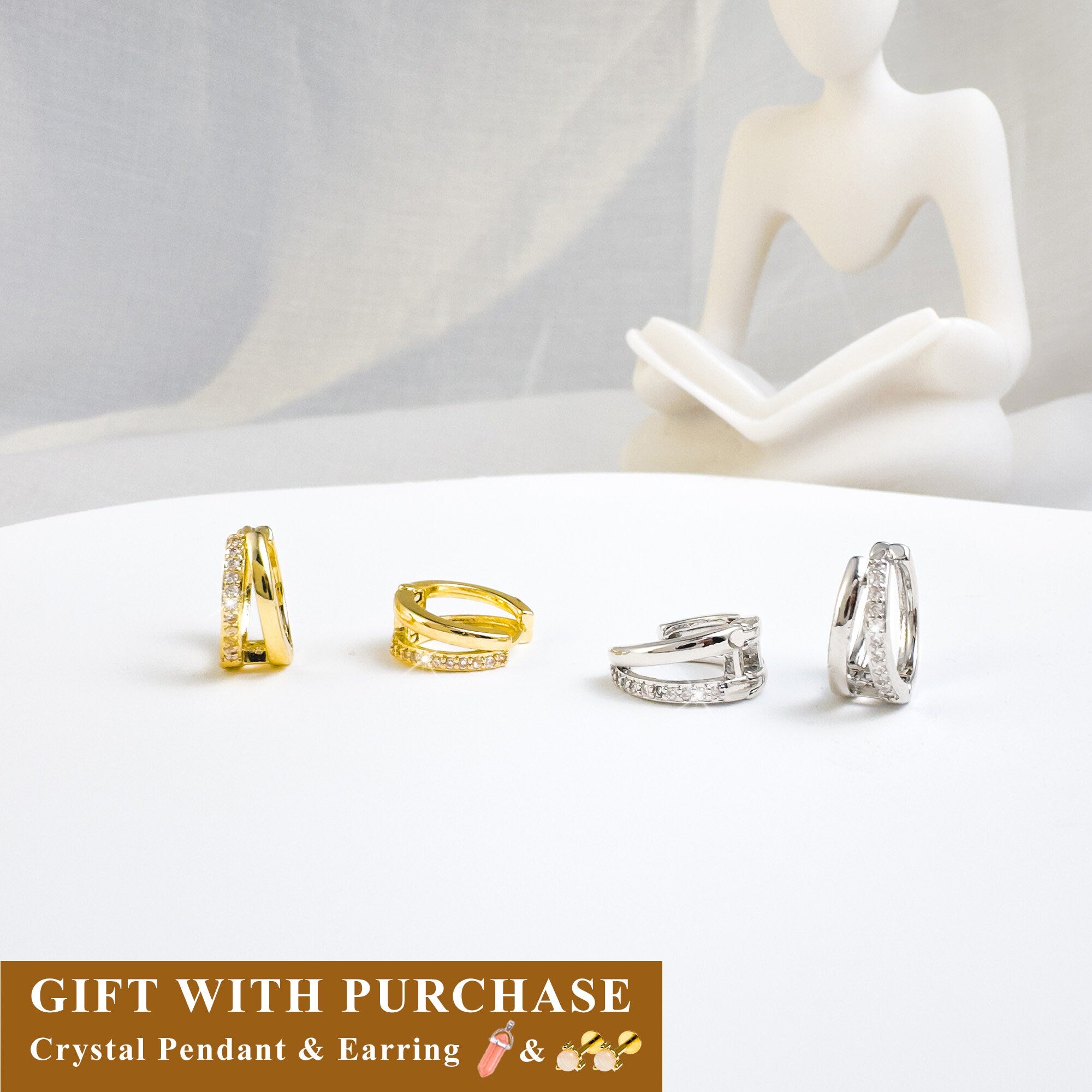 Double Hoop Huggie Earrings • Duo Pave Hoopsiamond Earrings • Wedding Earrings • Bridesmaid Jewelry • Zircon Hoop Earrings • Gift For Her