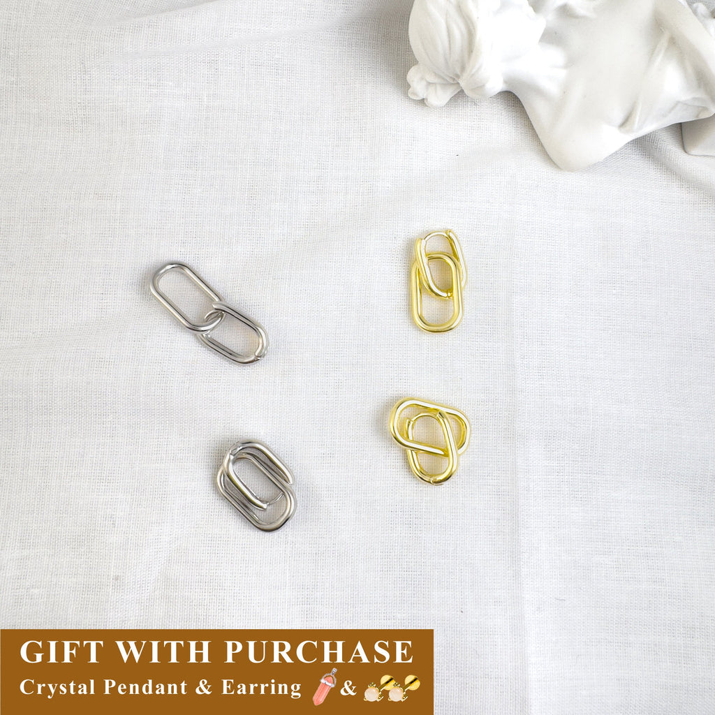 Sterling Silver Link Hoop Earrings: Minimalist Gold Dangle