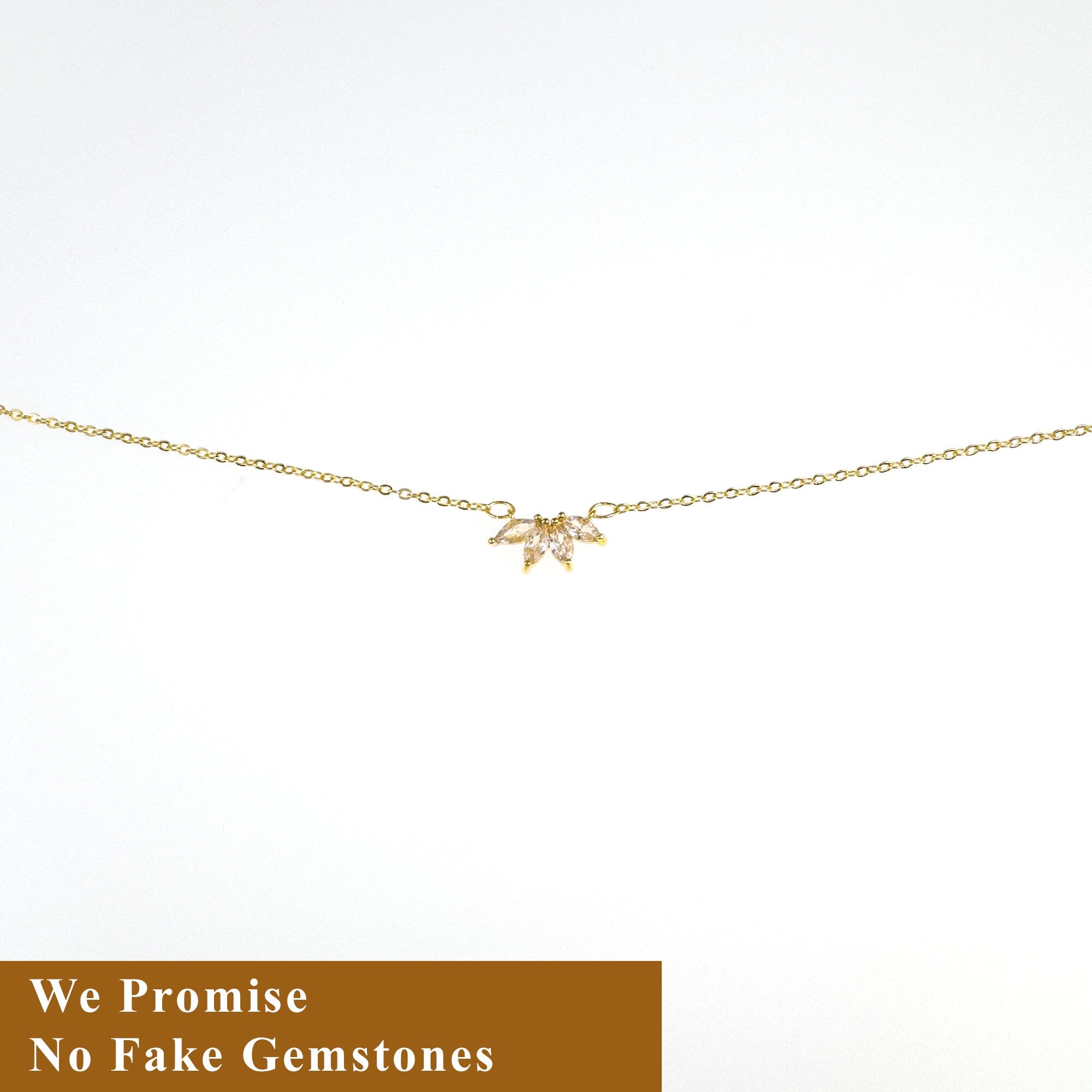 Marquise CZ Diamond Flower Necklace: Sterling Silver Petal Pendant