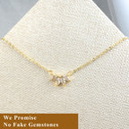 Marquise CZ Diamond Flower Necklace: Sterling Silver Petal Pendant