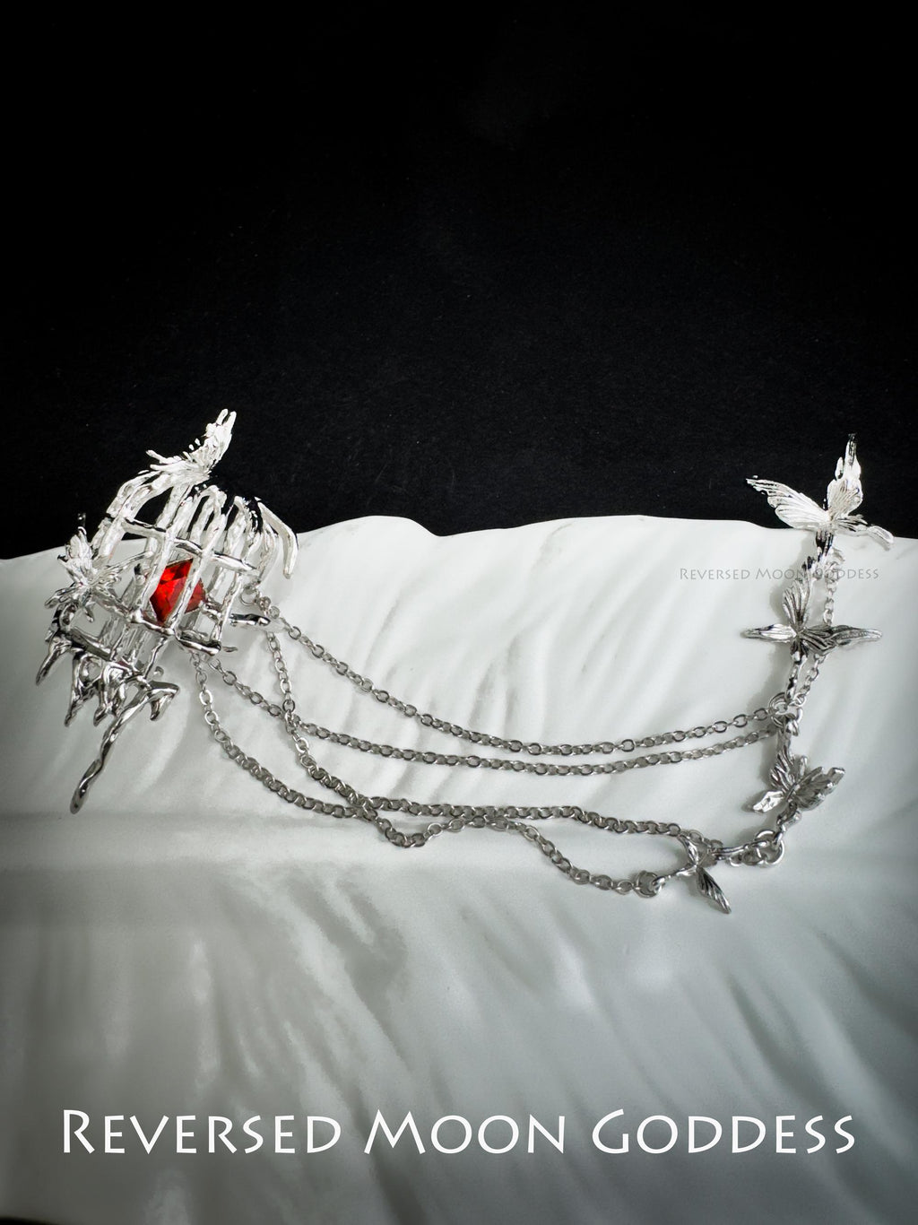925 Silver Butterfly Birdcage Brooch: Gothic Y2K Art Nouveau Pin