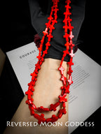 Howlite Gemstone Cross Necklace, Red Bead Strand, Layering Gothic Jewelry, Protective Talisman, Unisex Luck Charm, Y2K Spiritual Accessory