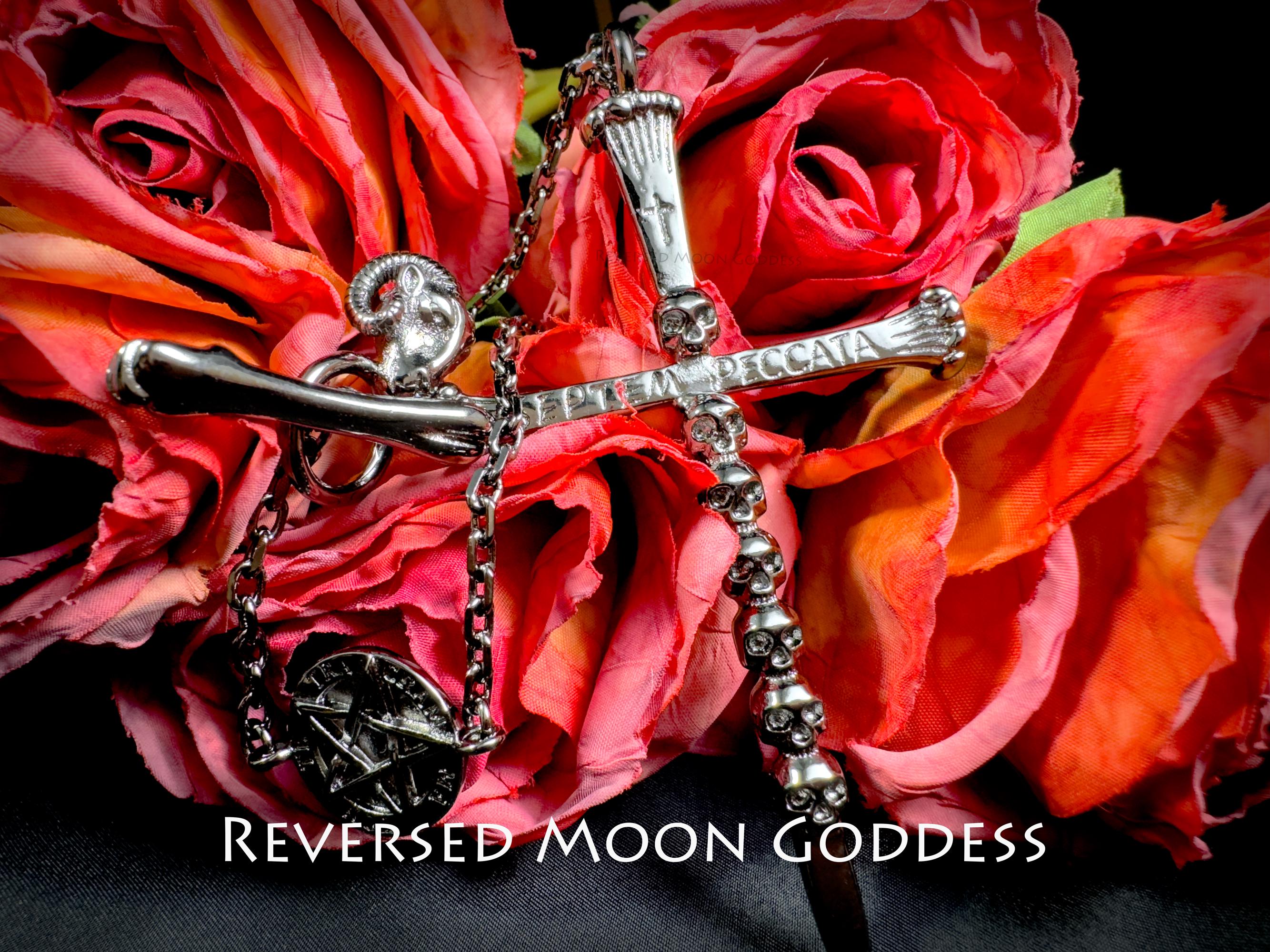 Gothic Cross Necklace: Skull Sword Pendant, Seven Deadly Sins Amulet