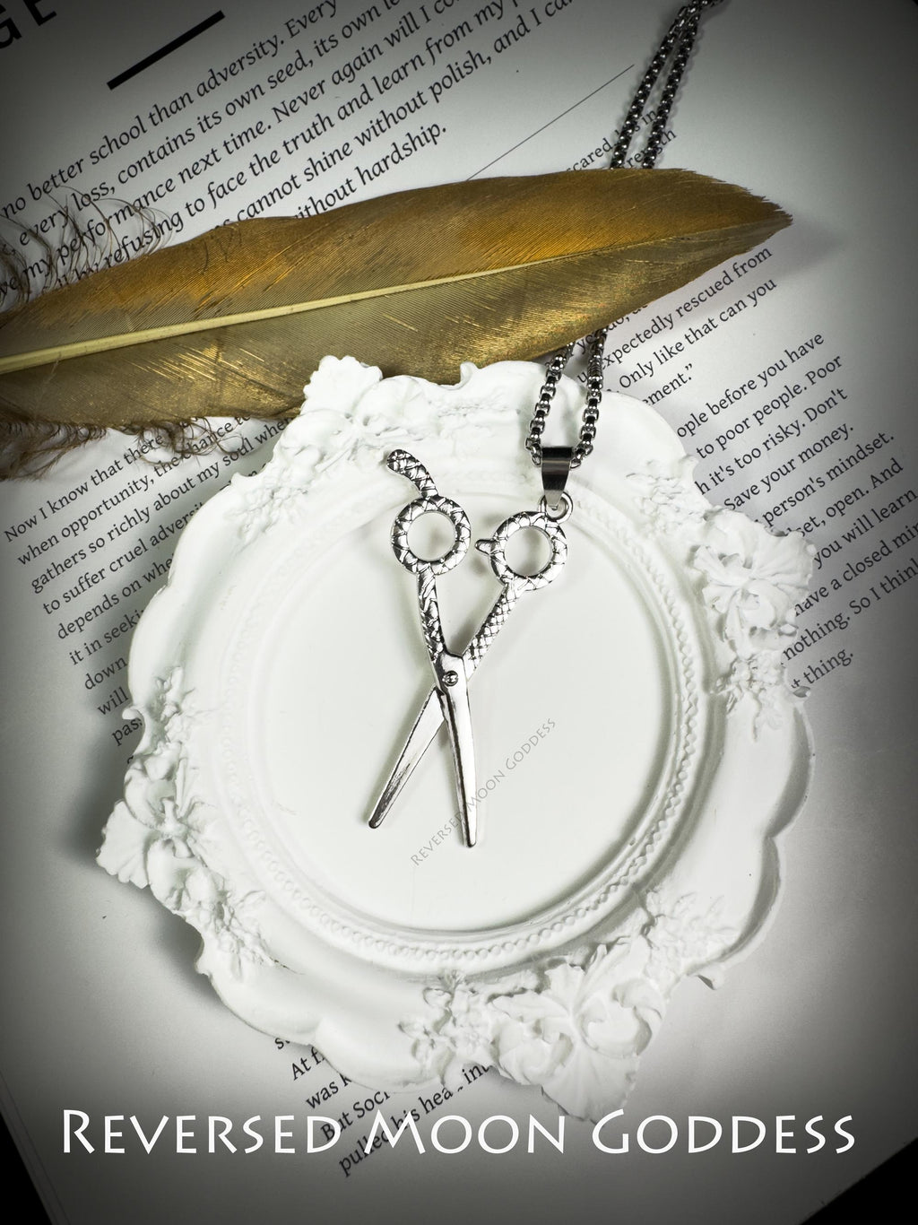 Gothic Scissors Pendant Necklace, Enchanted Titanium Steel Jewelry, Unisex Durable Pendant, Mysterious Statement Gift for All Occasions
