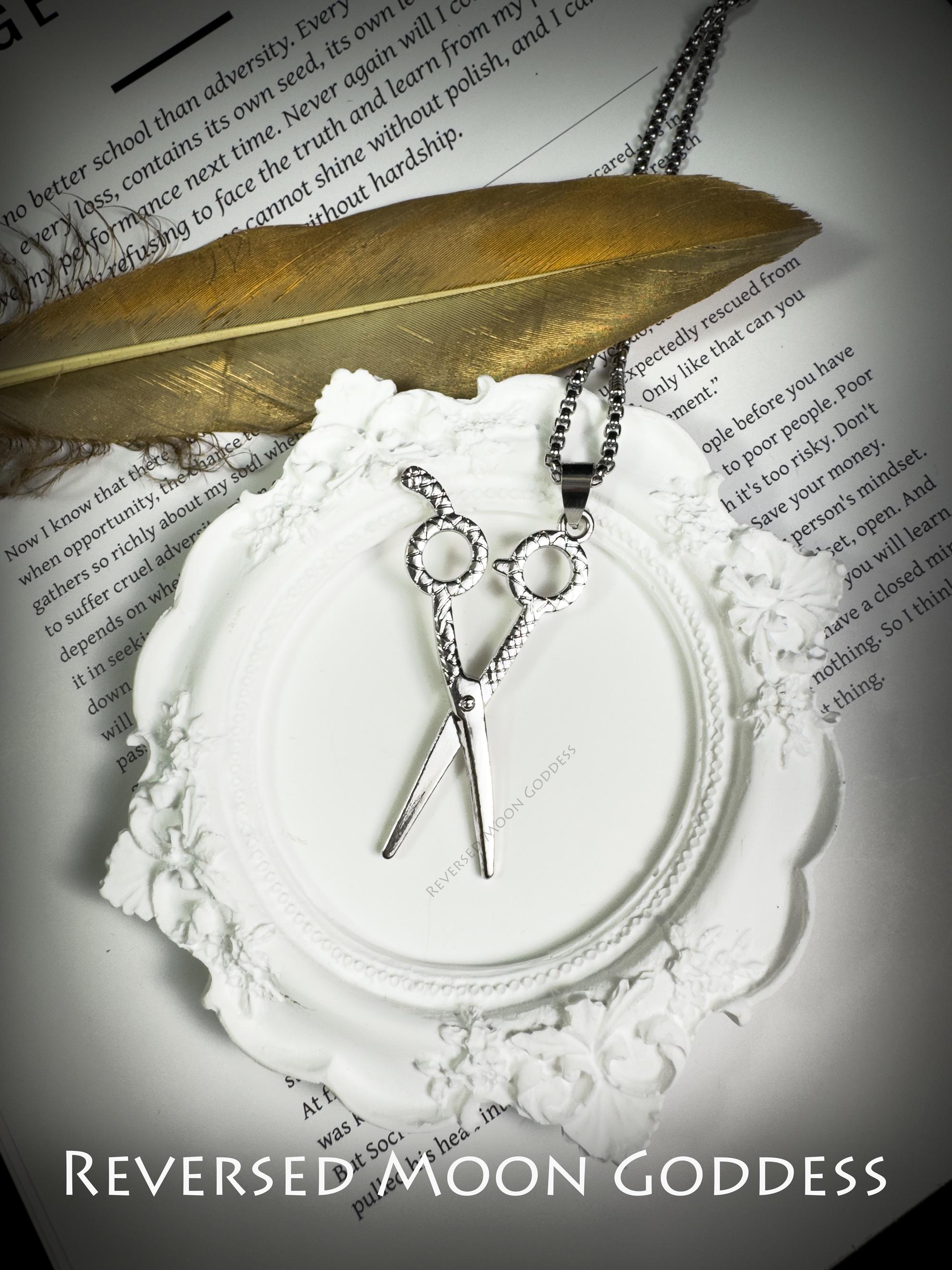 Gothic Scissors Pendant Necklace, Enchanted Titanium Steel Jewelry, Unisex Durable Pendant, Mysterious Statement Gift for All Occasions