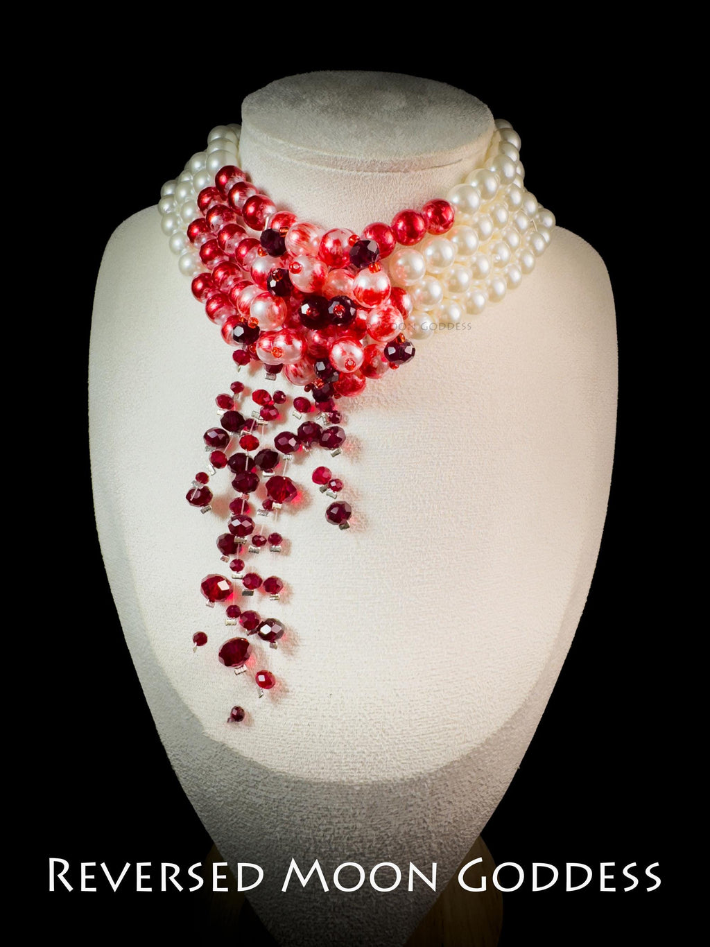 Gothic Bloody Pearl Necklace , Halloween Vampire Jewelry , Multilayer Red Blood Tassel Chains, Dripping Pearls , Creative Horror Accessories