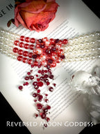 Gothic Bloody Pearl Necklace , Halloween Vampire Jewelry , Multilayer Red Blood Tassel Chains, Dripping Pearls , Creative Horror Accessories