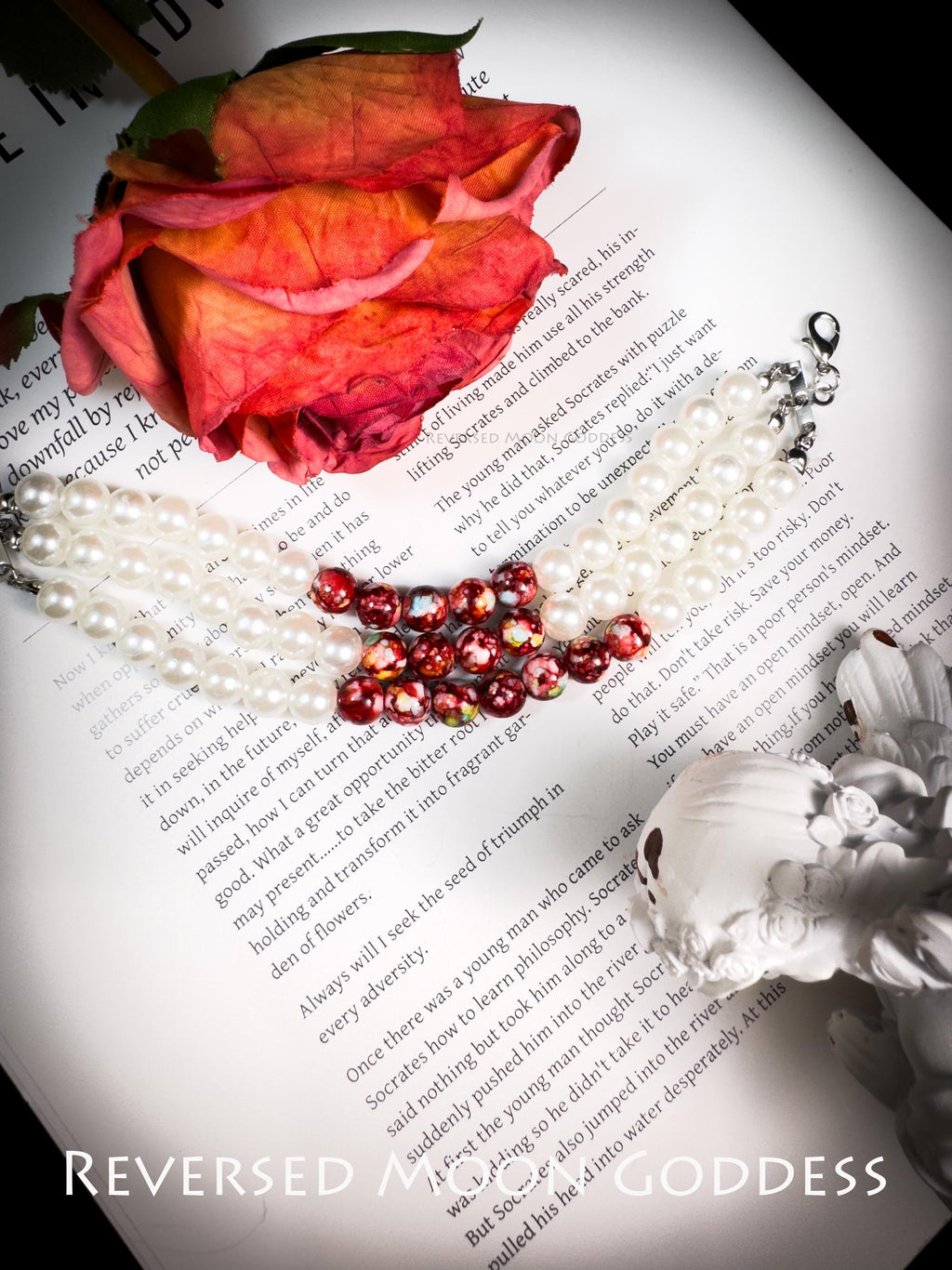 Gothic Blood Pearl Bracelet, Halloween Vampire Accessory, Red Tassel Chains, Dangling Pearls, Gothic Multi-Layer Bracelet