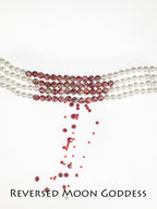 Gothic Blood Pearl Necklace, Halloween Vampire Adornment, Multi-Layer Red Tassel Chains, Swinging Pearls, Innovative Spooky Accessories