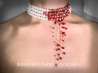 Gothic Blood Pearl Necklace, Halloween Vampire Adornment, Multi-Layer Red Tassel Chains, Swinging Pearls, Innovative Spooky Accessories