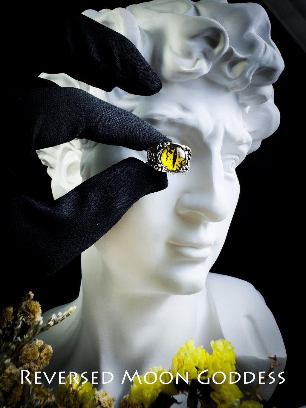 Gothic Evil Eye Ring: Antique Silver Devil's Eye, Adjustable Amulet