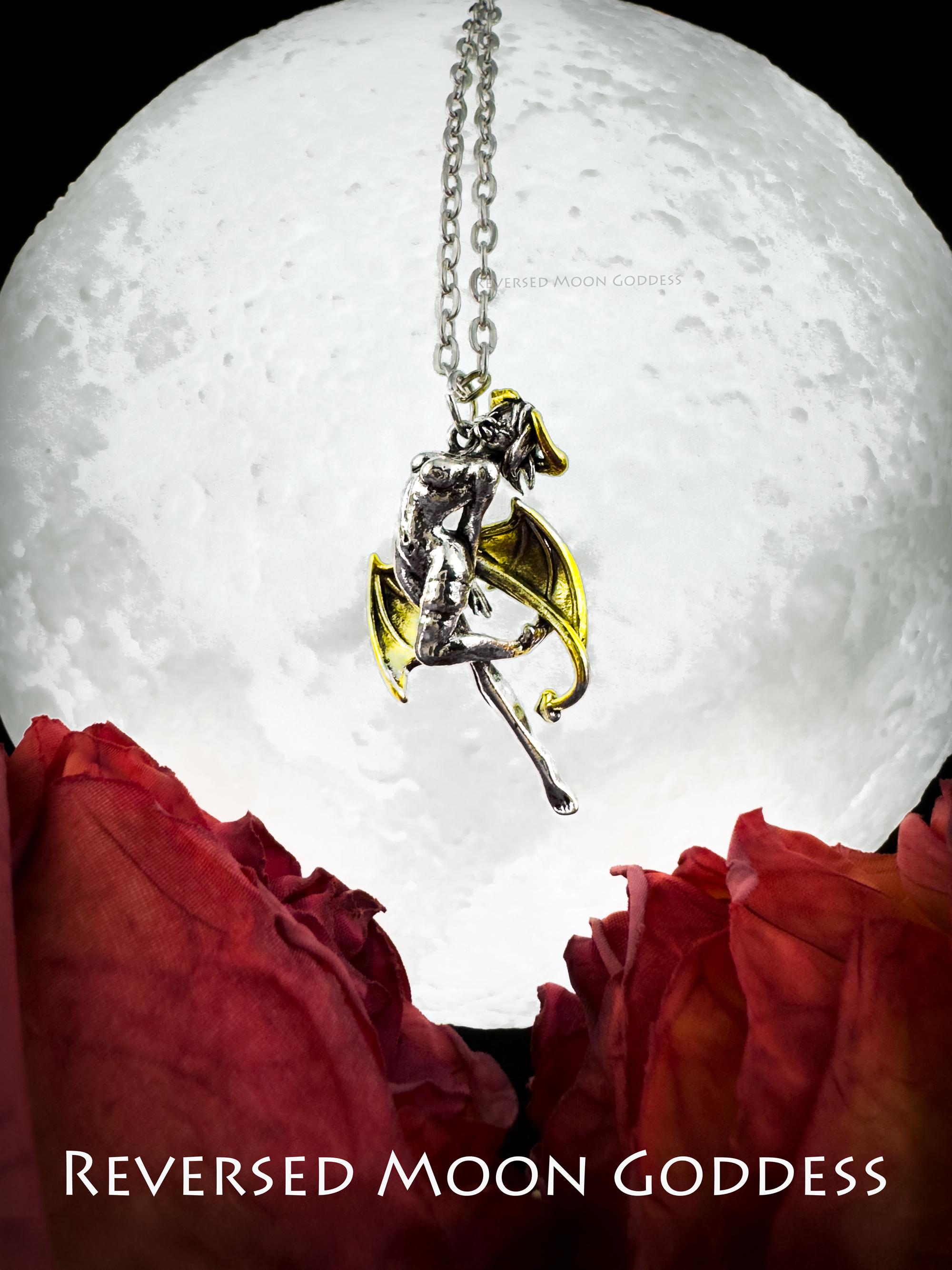 Agrat Succubus Pendant: Gothic Devil Angel Necklace, Wealth Charm