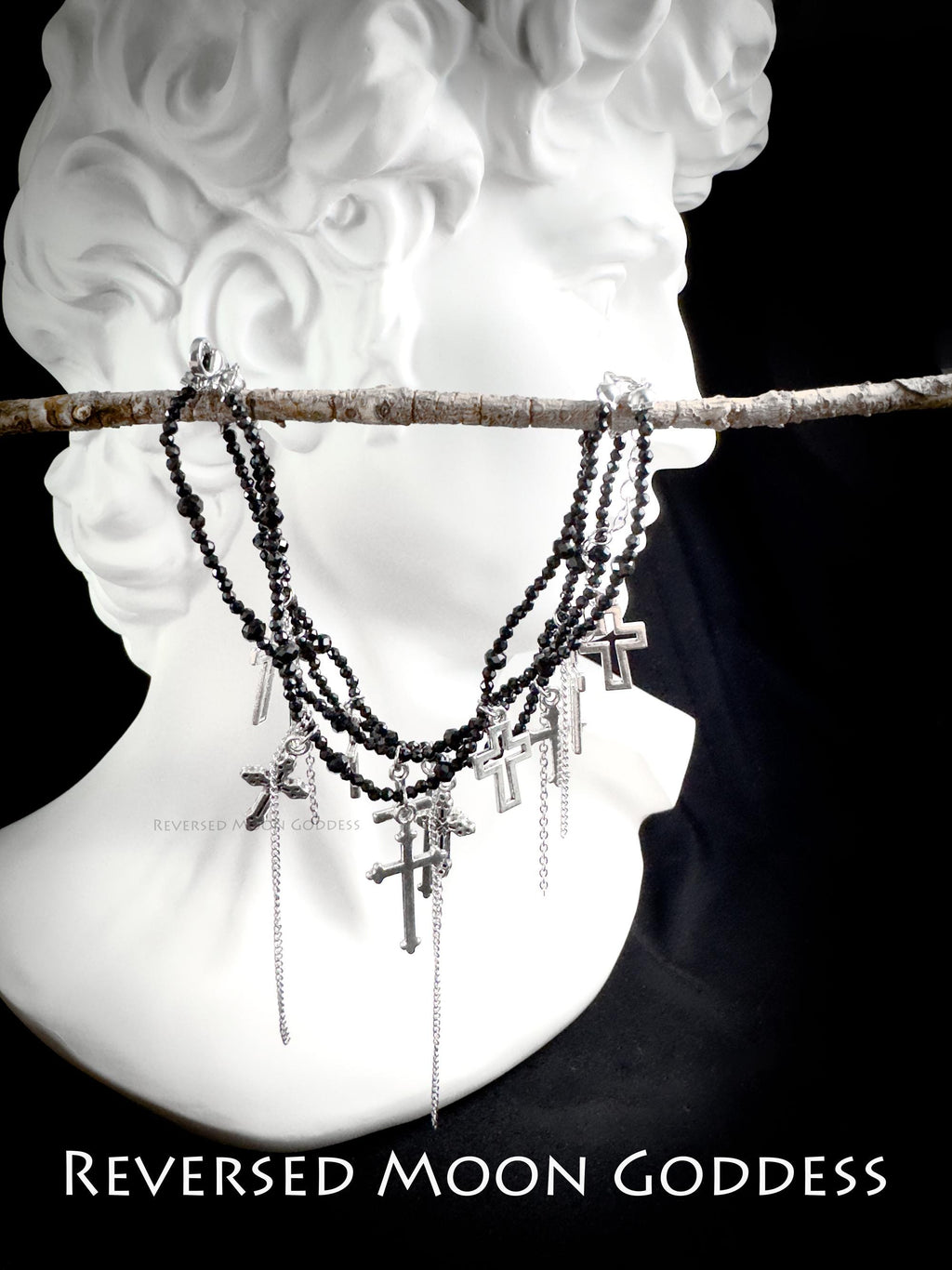 Gothic Cross Pendant Necklace: Spinel, Y2K Alternative Charm