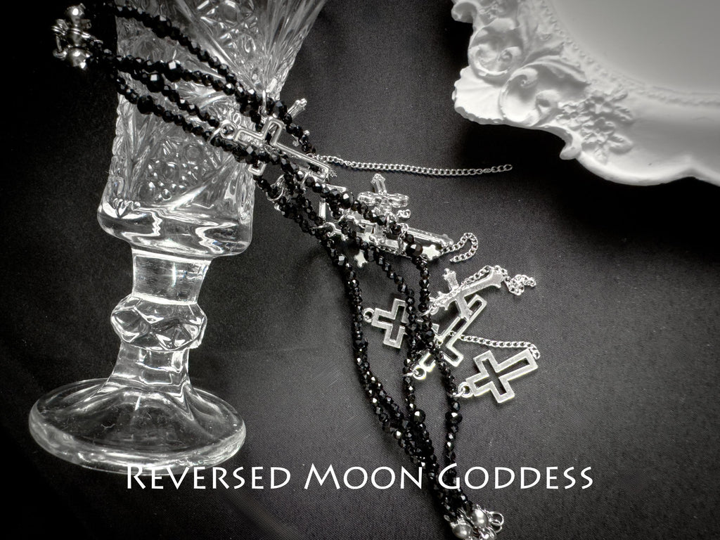 Gothic Cross Pendant Necklace: Spinel, Y2K Alternative Charm