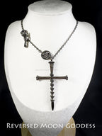 Gothic Cross Necklace: Skull Sword Pendant, Seven Deadly Sins Amulet