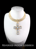 Gold Plated Diamond Cross Necklace, Sparkling 5A Zirconia , Bold Hip-Hop Jewelry ,  Oversized Cross Pendant, Party, Club and Gift Ready