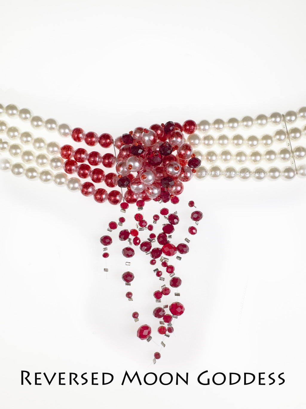 Gothic Bloody Pearl Necklace , Halloween Vampire Jewelry , Multilayer Red Blood Tassel Chains, Dripping Pearls , Creative Horror Accessories