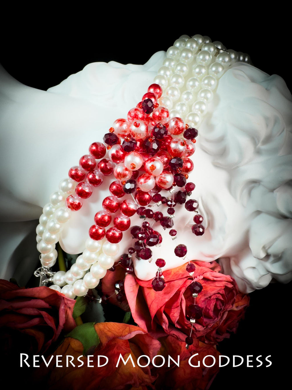 Gothic Bloody Pearl Necklace , Halloween Vampire Jewelry , Multilayer Red Blood Tassel Chains, Dripping Pearls , Creative Horror Accessories