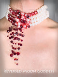 Gothic Bloody Pearl Necklace , Halloween Vampire Jewelry , Multilayer Red Blood Tassel Chains, Dripping Pearls , Creative Horror Accessories