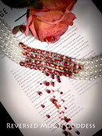 Gothic Blood Pearl Necklace, Halloween Vampire Adornment, Multi-Layer Red Tassel Chains, Swinging Pearls, Innovative Spooky Accessories