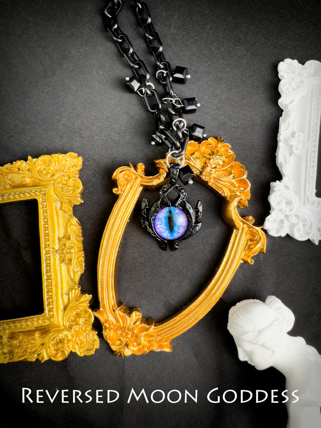 Evil Eye Necklace, Gothic Black Pendant, Vintage Chain Jewelry, Vampire Aesthetic Necklace, Adjustable Lucky Talisman, 2Yk, Hip Pop Necklace