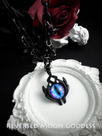 Evil Eye Necklace, Gothic Black Pendant, Vintage Chain Jewelry, Vampire Aesthetic Necklace, Adjustable Lucky Talisman, 2Yk, Hip Pop Necklace