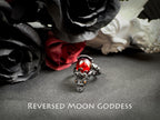 Crimson Crystal Ring Set: Gothic Titanium Steel Adjustable Rings