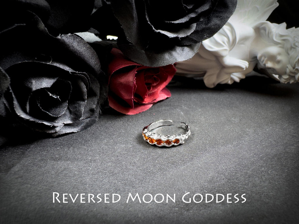 Crimson Crystal Ring Set: Gothic Titanium Steel Adjustable Rings