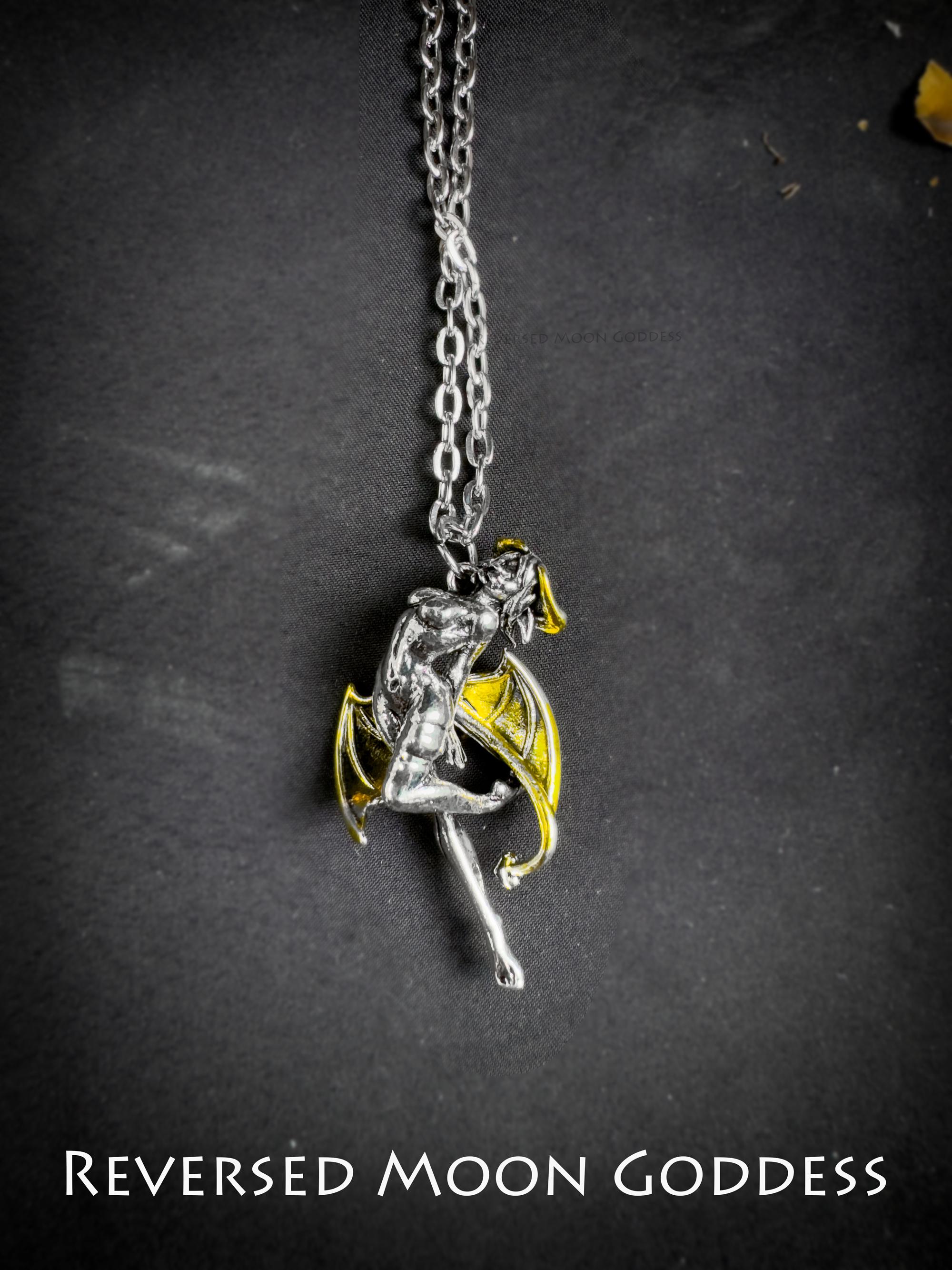 Agrat Succubus Pendant: Gothic Devil Angel Necklace, Wealth Charm