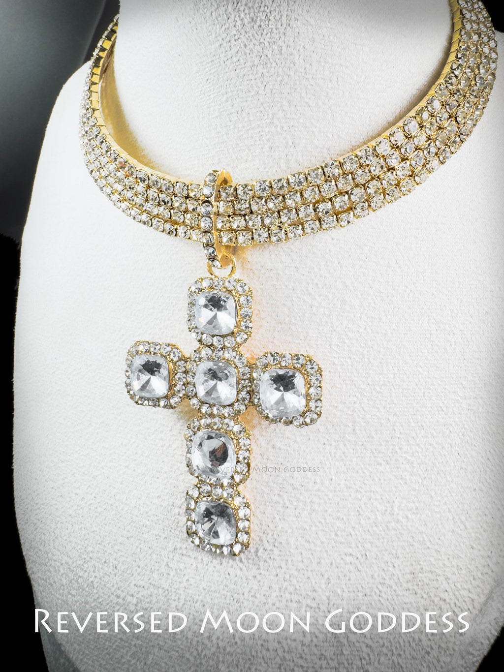 Gold Plated Diamond Cross Necklace, Sparkling 5A Zirconia , Bold Hip-Hop Jewelry ,  Oversized Cross Pendant, Party, Club and Gift Ready
