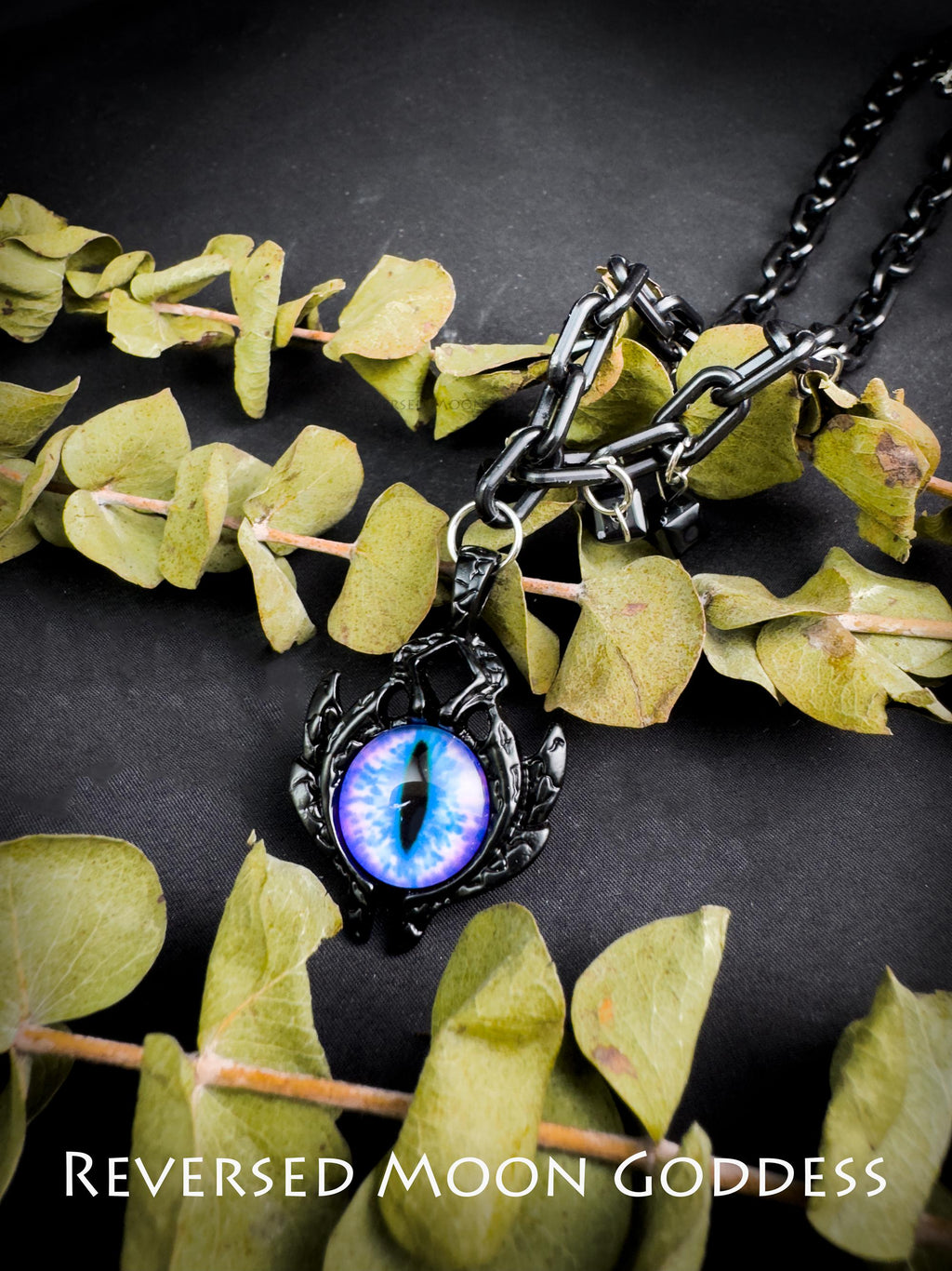 Evil Eye Necklace, Gothic Black Pendant, Vintage Chain Jewelry, Vampire Aesthetic Necklace, Adjustable Lucky Talisman, 2Yk, Hip Pop Necklace