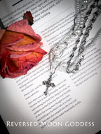 Vintage Gothic Pearl Cross Necklace: Italian Medallion, Crystal Star Pendant