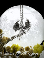 Fallen Angel Wing Necklace: Antique Silver Gothic Pendant