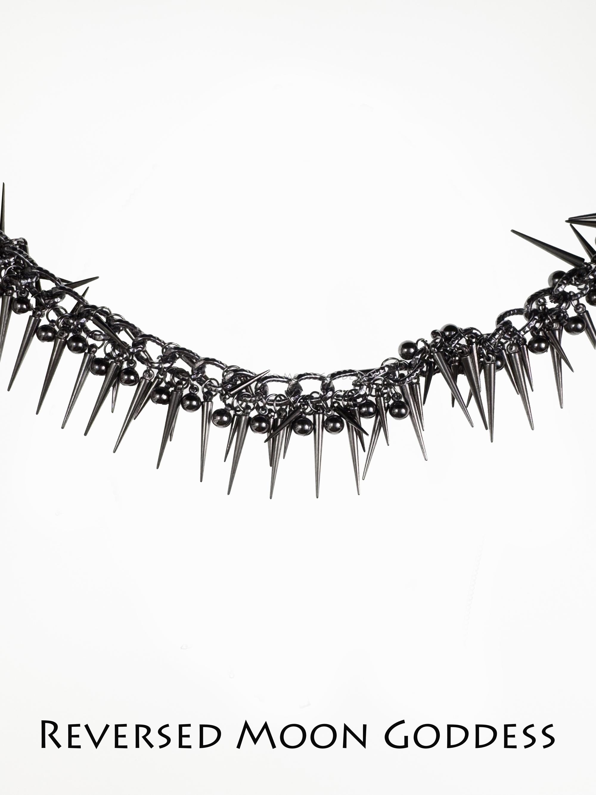 Punk Spike Chain Necklace: Y2K Gothic Rivet Accessory