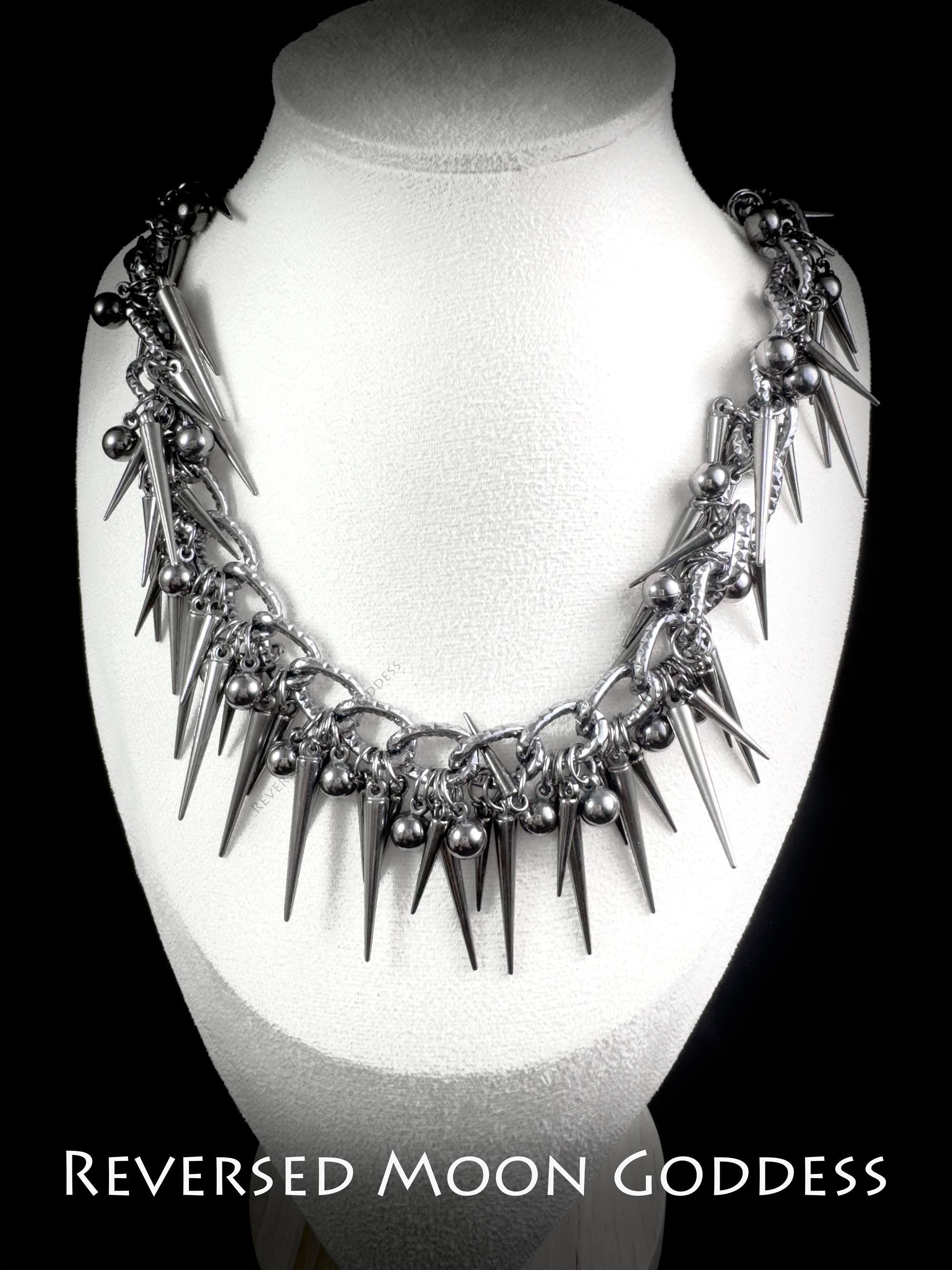 Punk Spike Chain Necklace: Y2K Gothic Rivet Accessory