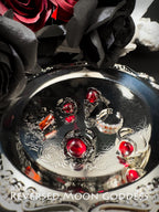 Crimson Crystal Ring Set: Gothic Titanium Steel Adjustable Rings