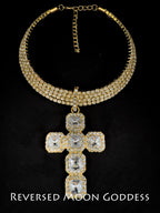 Gold Plated Diamond Cross Necklace, Sparkling 5A Zirconia , Bold Hip-Hop Jewelry ,  Oversized Cross Pendant, Party, Club and Gift Ready