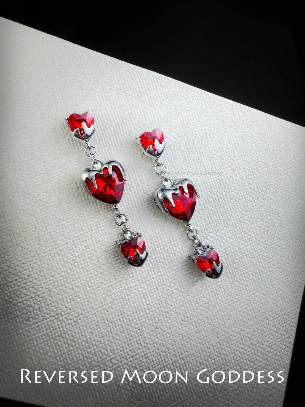 Gothic Burgundy Love Heart Earrings, Retro Gemstone Halloween Jewelry, Vampire Bloodstone Style, Boho Chic Earrings, Dark Aesthetic
