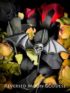 Gothic Skull & Bat Wing Hair Clips: Halloween Cosplay Barrettes - Set of 3