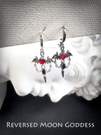 Gothic Devil Wing Earrings, Halloween Evil Eye Jewelry, Dark Lolita Thorn Jewelry, Celestial Chain, Gothic Lolita Earrings, gift for her